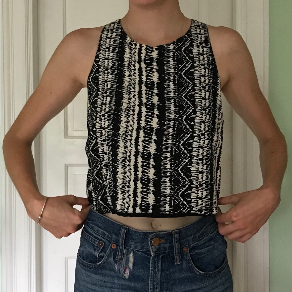 Silence + noise black/white patterned crop tank